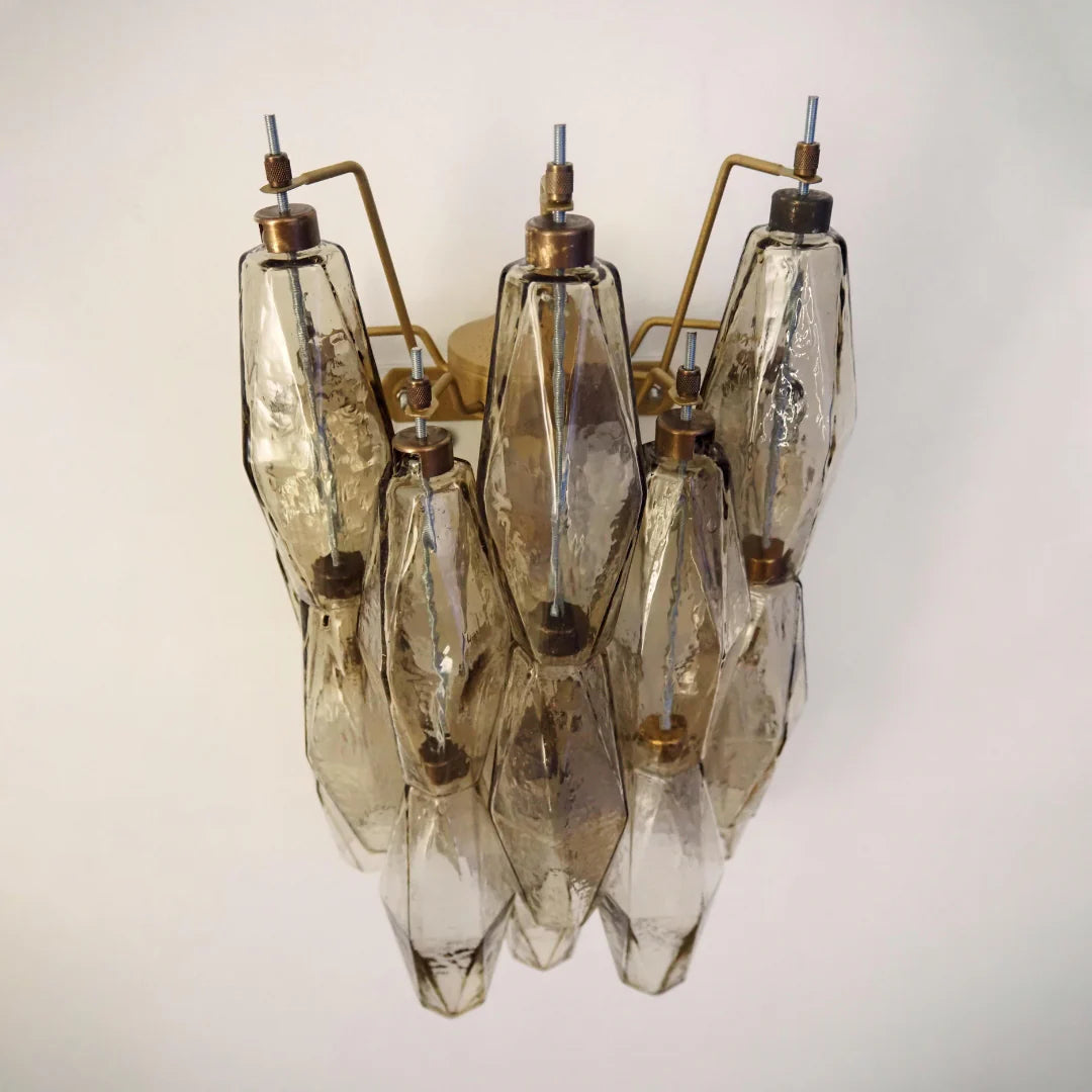 Murano Poliedri Smoked Glass Wall Sconces