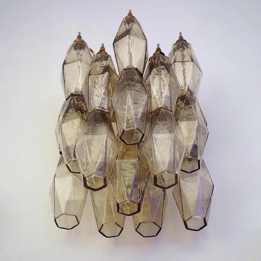 Murano Poliedri Smoked Glass Wall Sconces