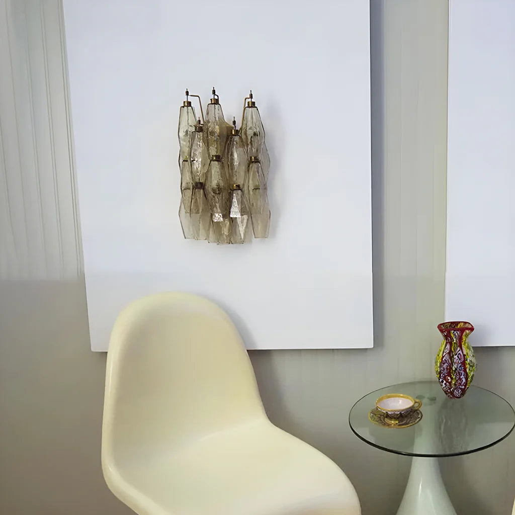 Murano Poliedri Smoked Glass Wall Sconces