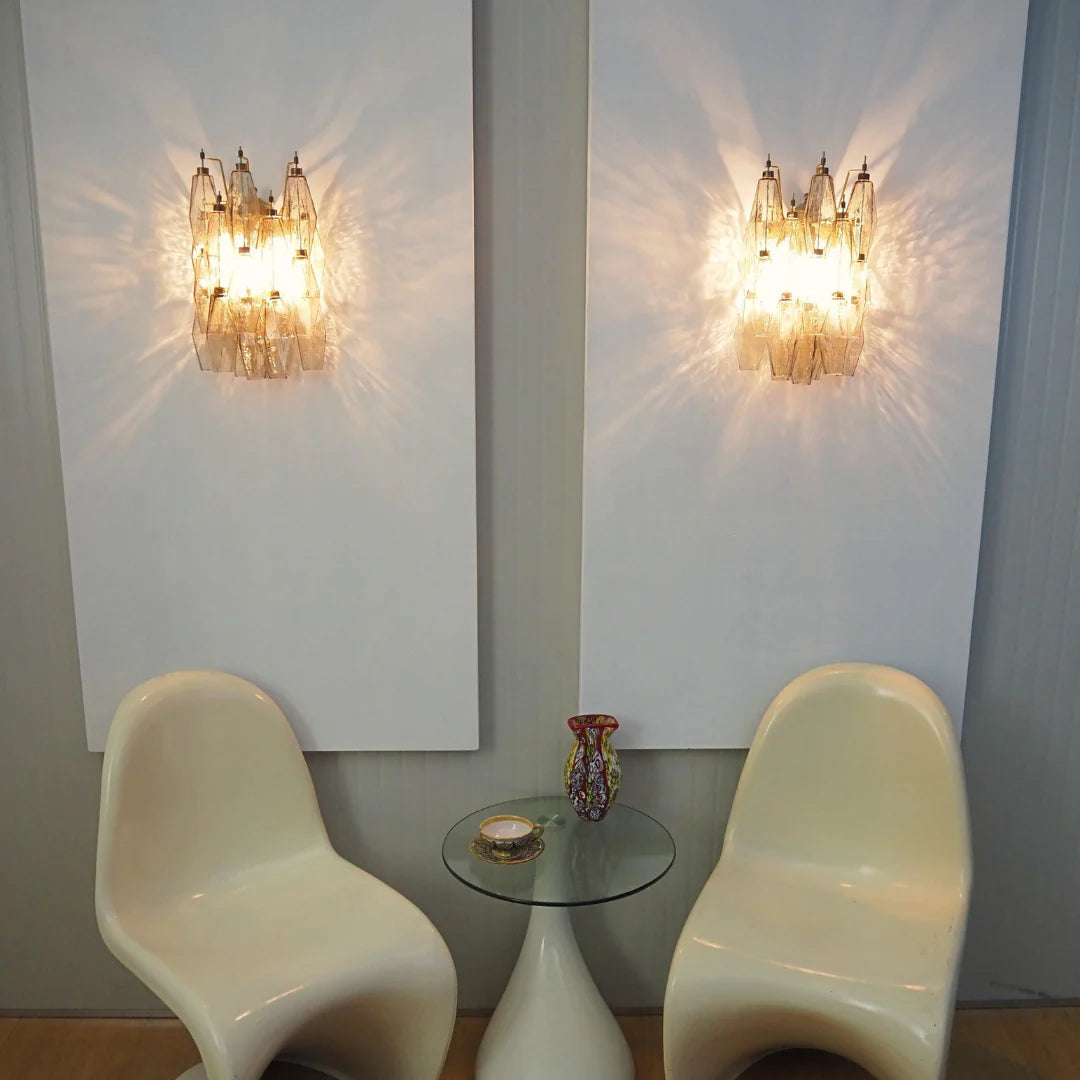 Murano Poliedri Smoked Glass Wall Sconces