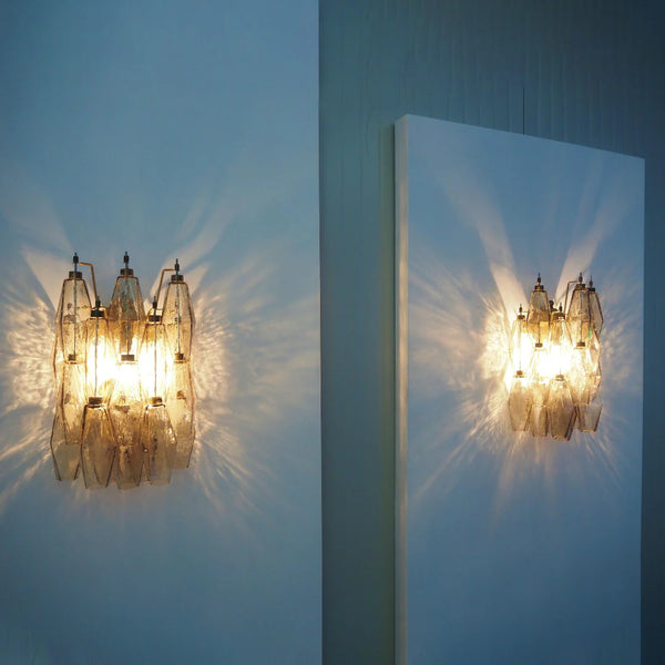 Murano Poliedri Smoked Glass Wall Sconces