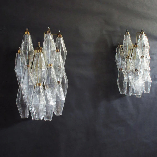 Murano Poliedri Transparent Glass Wall Sconces