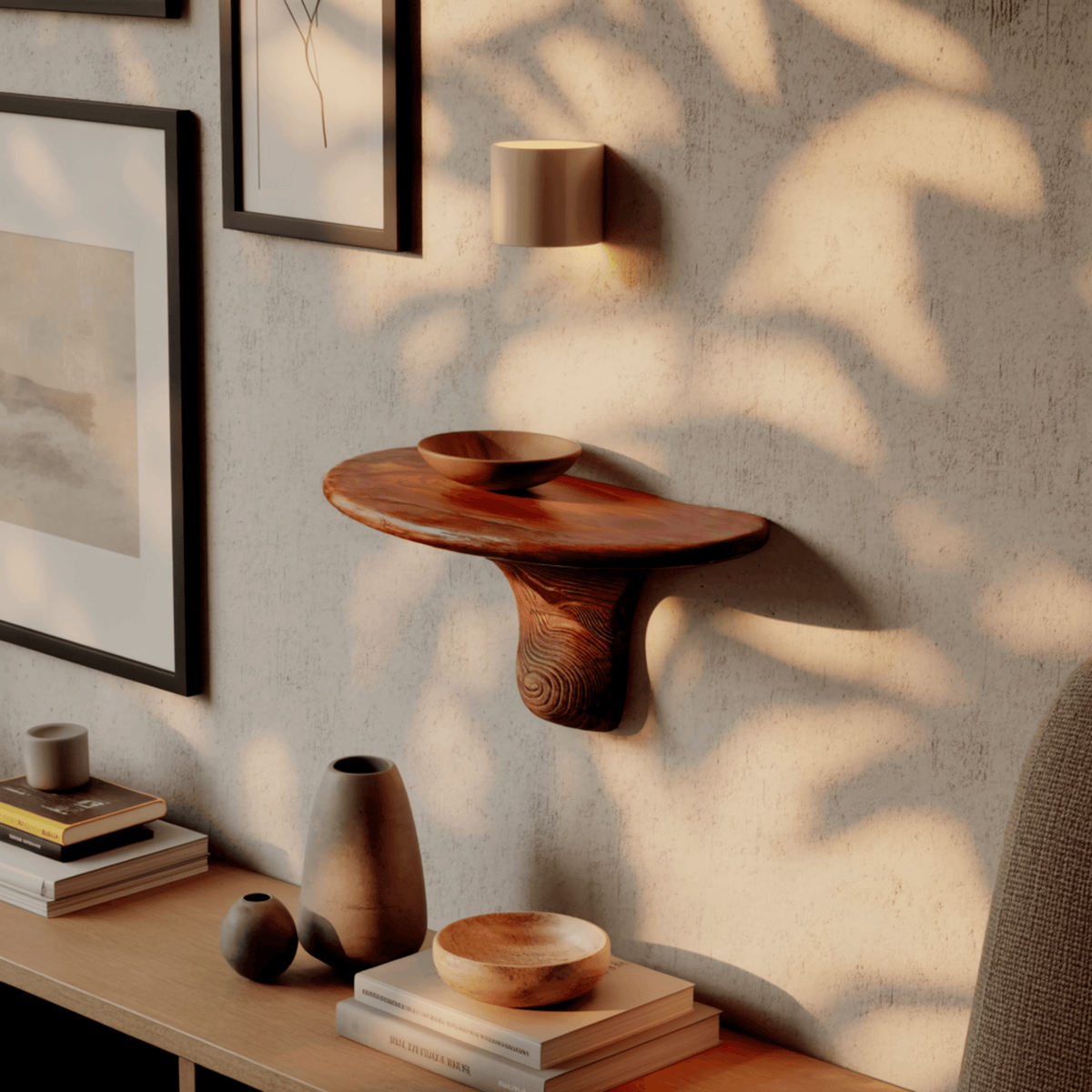 Mycora Solid Wood Mushroom Floating Shelf