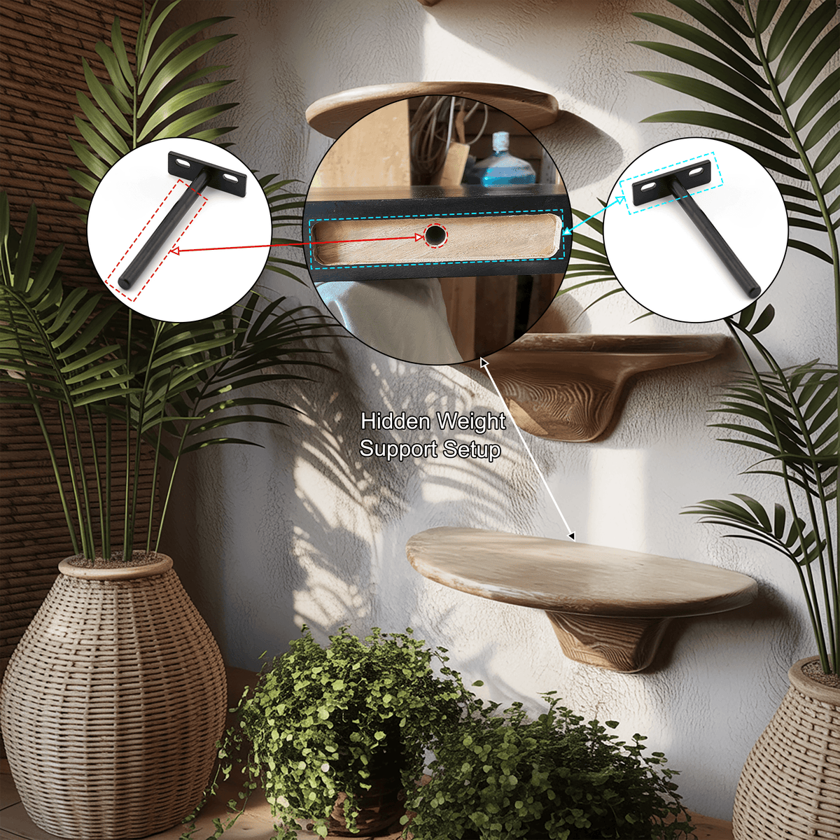 Mycora Solid Wood Mushroom Floating Shelf