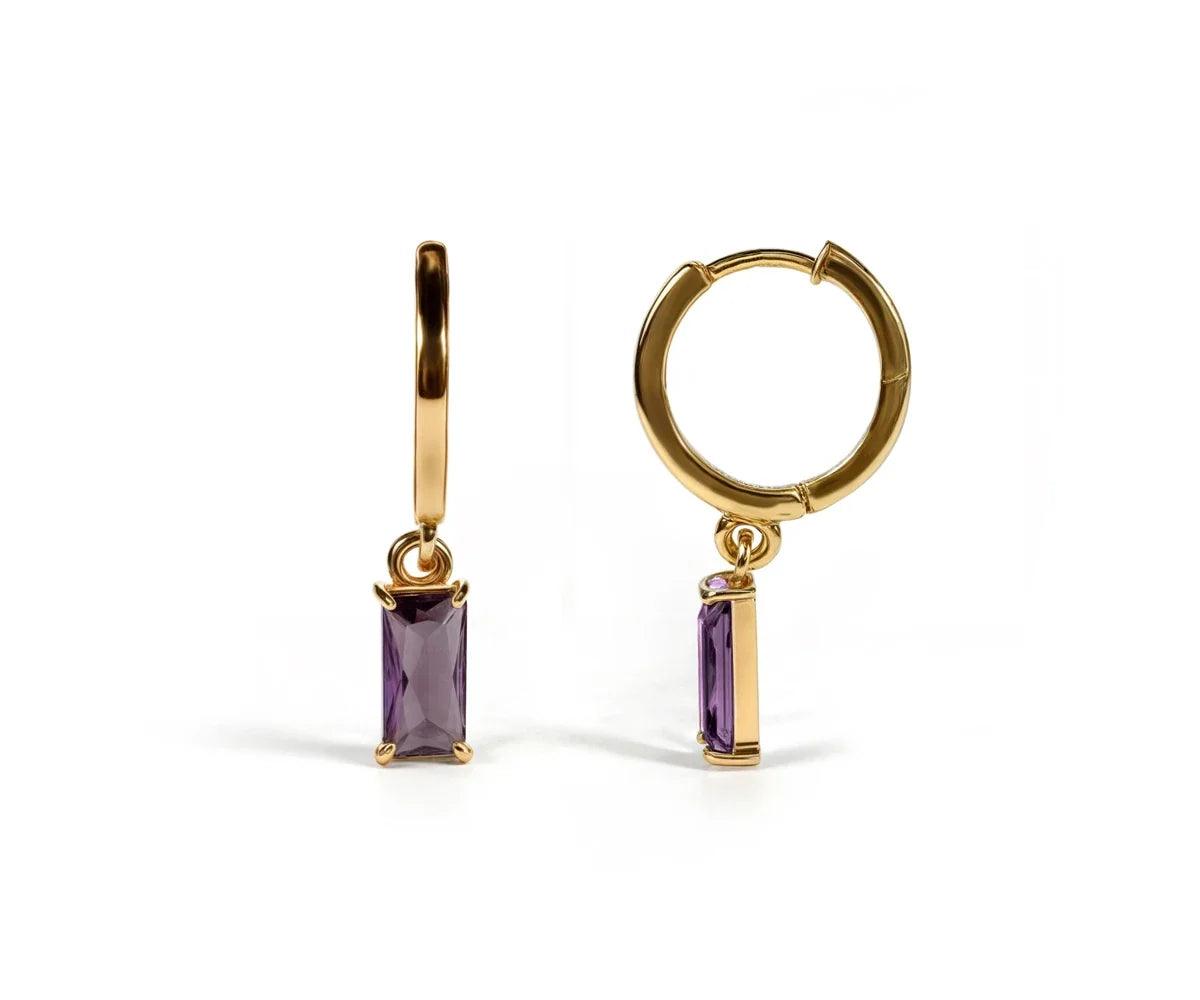 Amethyst Huggie Earrings - February Birthstone