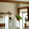 White Farmhouse Dome Pendant Light with Gold Interior