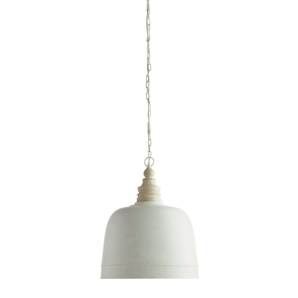 White Farmhouse Dome Pendant Light with Gold Interior