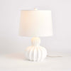 White Carved Wood Table Lamp with Curved Base