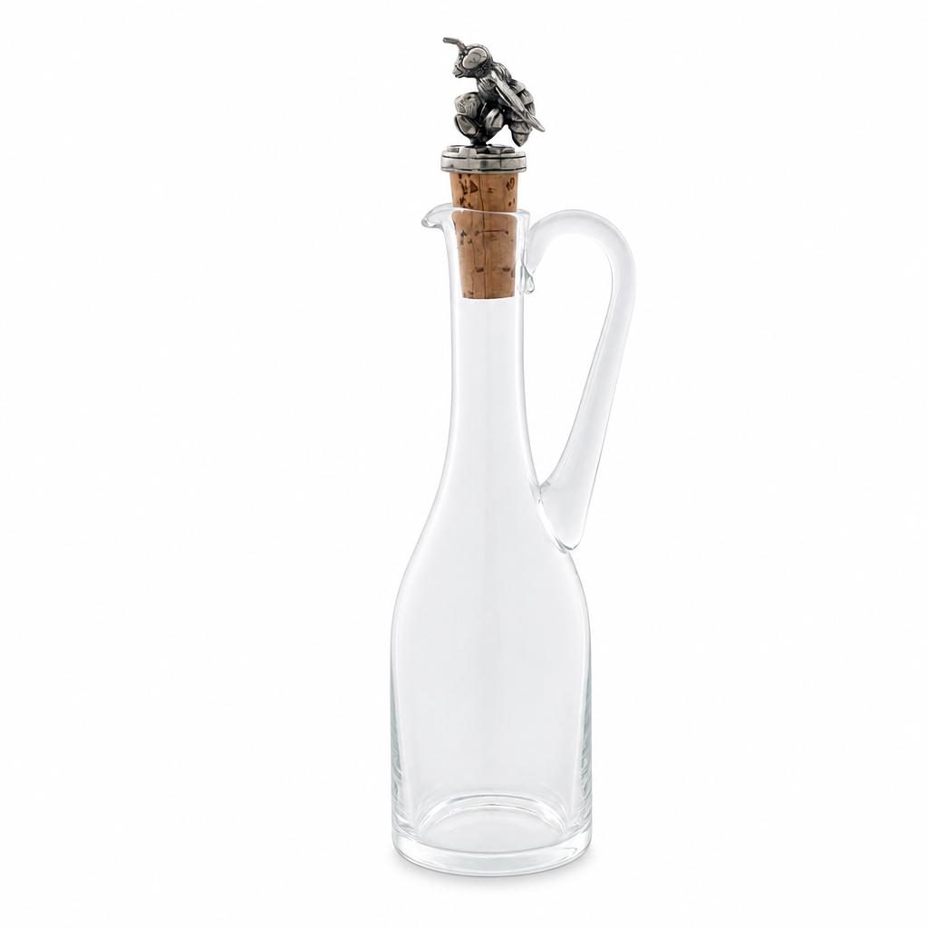 Cruet Bottle with Pewter Bee Cork Stopper