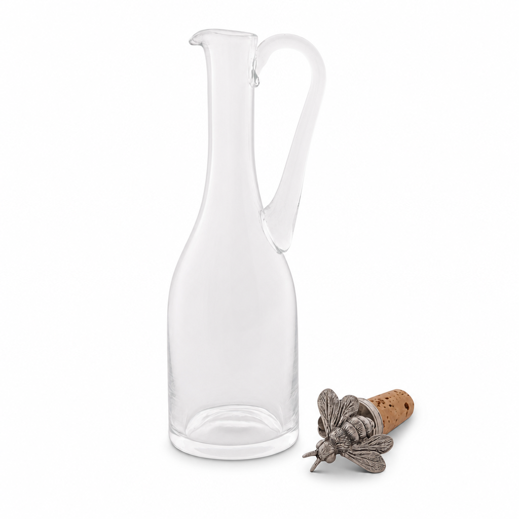 Cruet Bottle with Pewter Bee Cork Stopper
