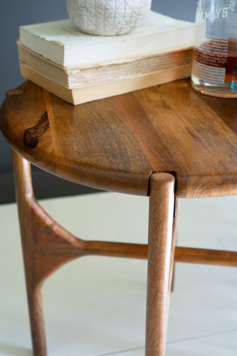 ROUND MANGO WOOD ACCENT TABLE