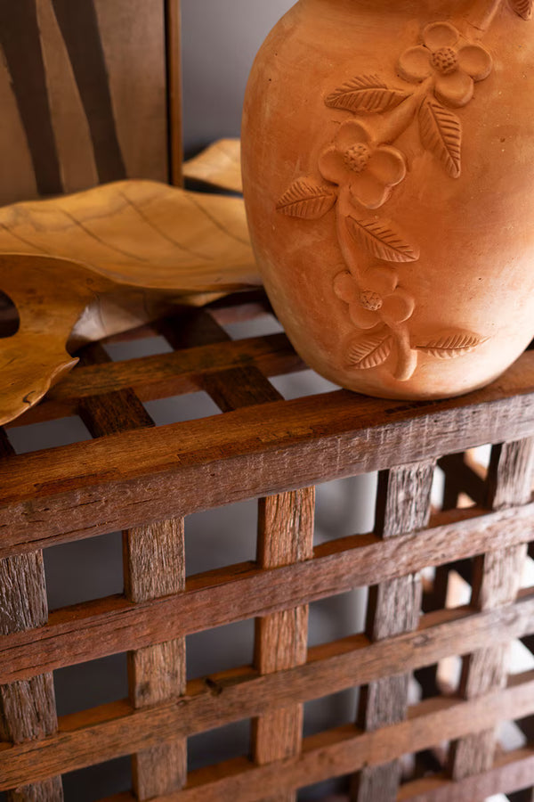 RECYCLED TRUCK WOOD GRID CONSOLE TABLE