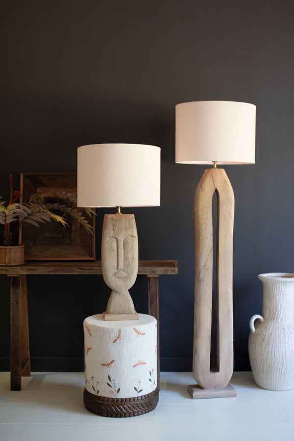 WOODEN FLOOR LAMP BASE - TALL OVAL WITH SHADE