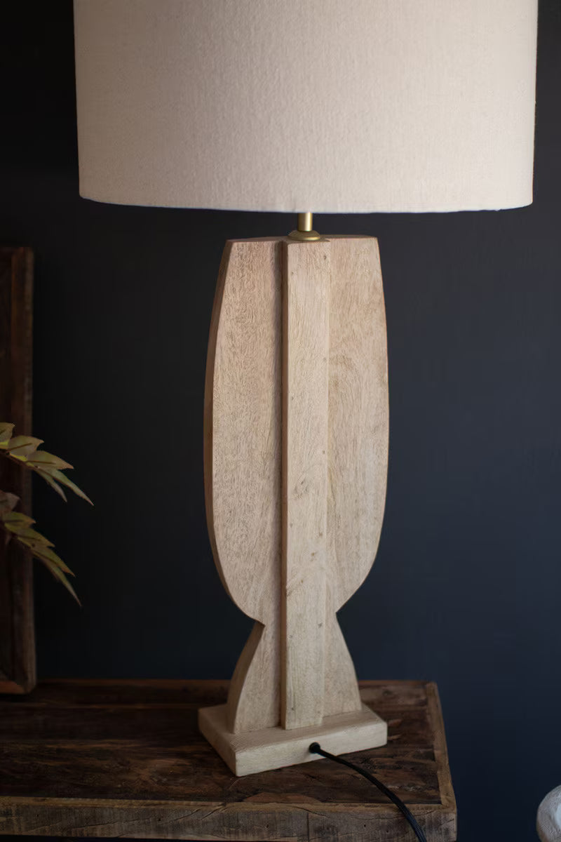 WOODEN TABLE LAMP BASE - FACE WITH SHADE