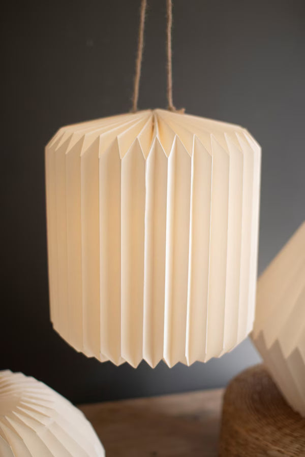 SET OF THREE FOLDING PAPER PENDANT LANTERNS