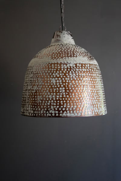 WHITEWASH RUSTIC METAL HAMMERED PENDANT LIGHT