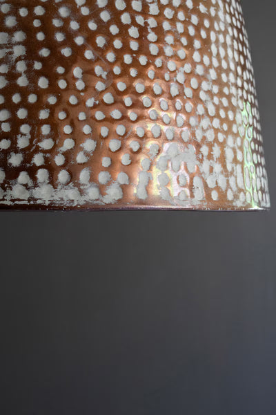 WHITEWASH RUSTIC METAL HAMMERED PENDANT LIGHT