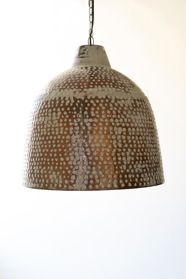 WHITEWASH RUSTIC METAL HAMMERED PENDANT LIGHT