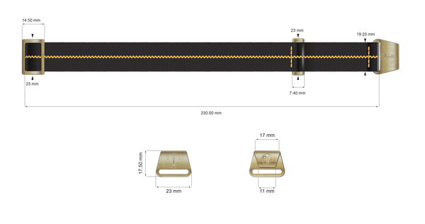 YEMA Marine Nationale Parachute Watch Band Bronze 19mm | SYNAVZ22-AIPBZ