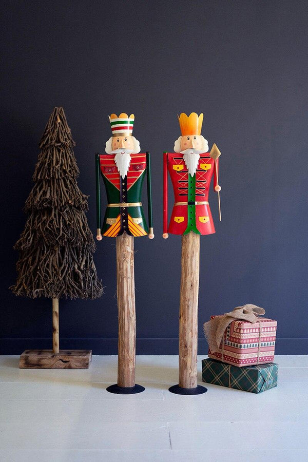 SET OF TWO PAINTED METAL AND WOOD NUTCRACKERS