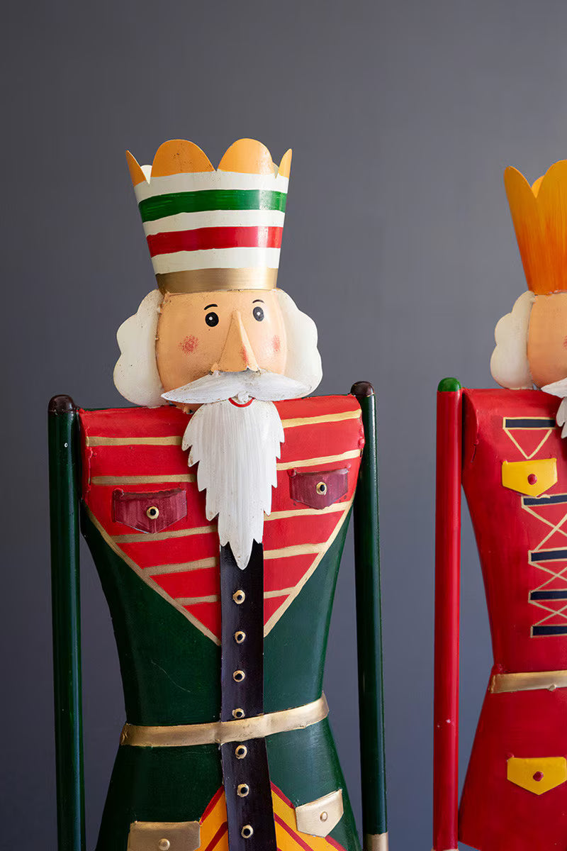SET OF TWO PAINTED METAL AND WOOD NUTCRACKERS