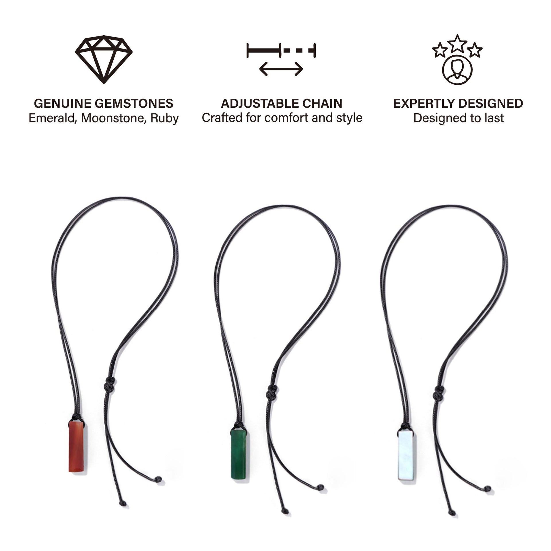 Trinity Gemstone Necklace Set – Elegance in Every Gem