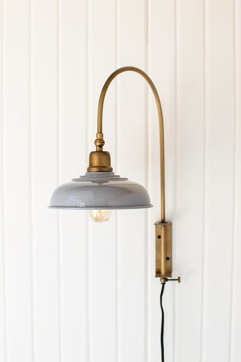 WALL LIGHT WITH GREY ENAMEL SHADE