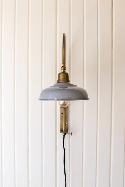 WALL LIGHT WITH GREY ENAMEL SHADE