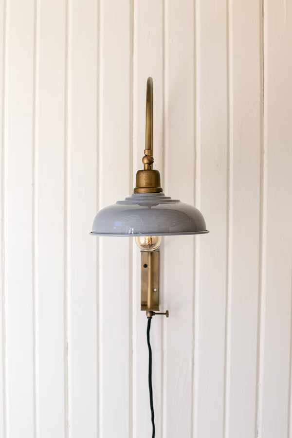 WALL LIGHT WITH GREY ENAMEL SHADE