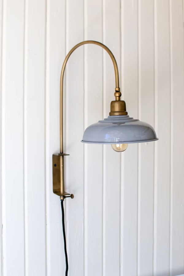 WALL LIGHT WITH GREY ENAMEL SHADE
