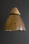ANTIQUE BRASS PENDANT LIGHT WITH WOOD DETAIL 20