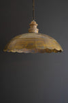 ANTIQUE BRASS PENDANT LIGHT WITH WOOD DETAIL 31