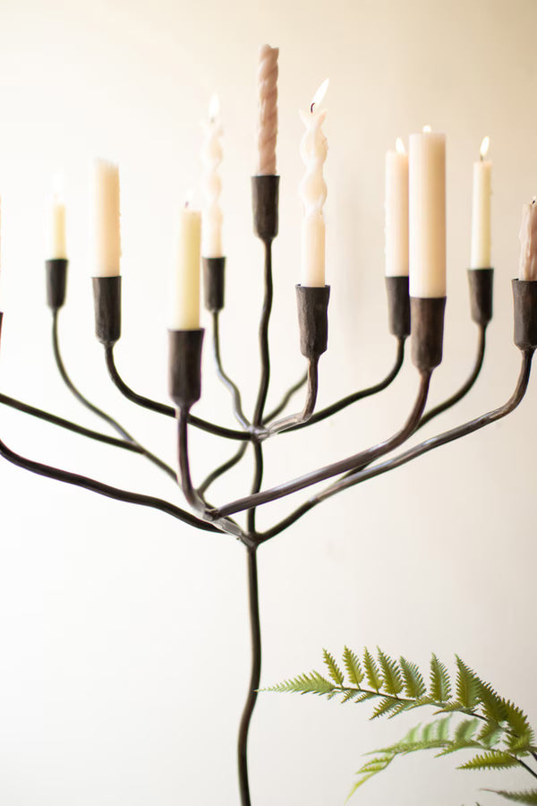 LARGE FORGED-IRON TAPER CANDELABRA