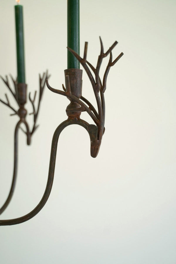 Forged Rustic Iron Deer Candelabra Kalalou