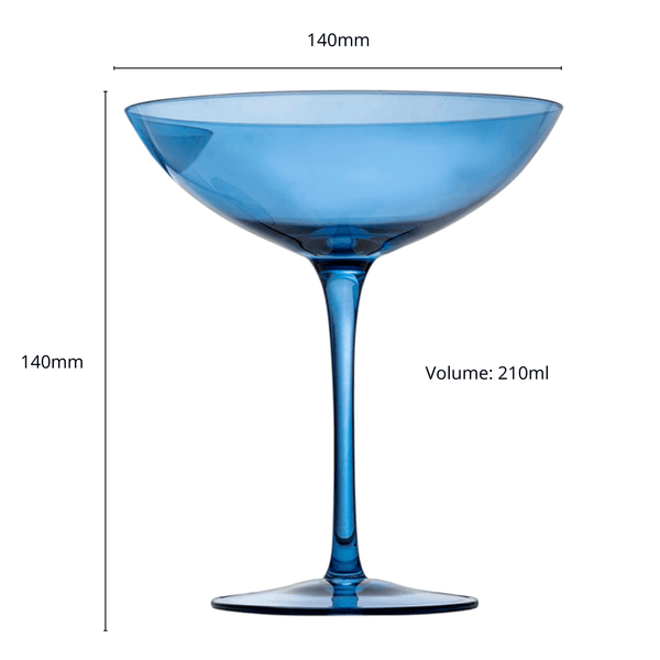 Champagne Coupes 12oz by The Wine Savant - Colorful Champagne Glasses, Prosecco, Mimosa Glasses Set, Cocktail Glass Set, Bar Glassware Luster Glasses (2, Cobalt Blue)