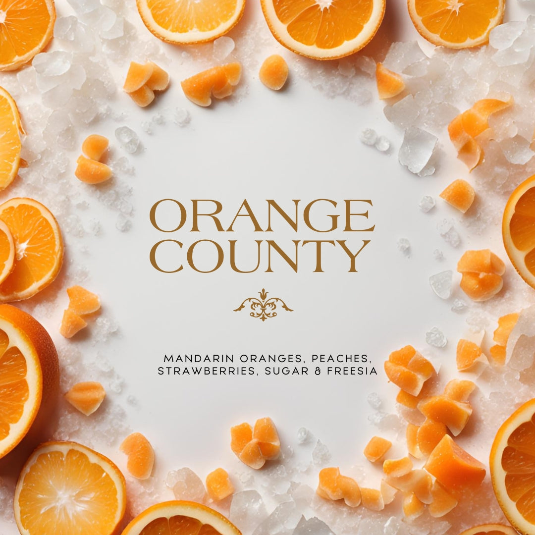 Orange County (8.5 oz Single Wick) - Notes: Mandarin Oranges, Peaches, Strawberries, Citron & Sugar, Freesia