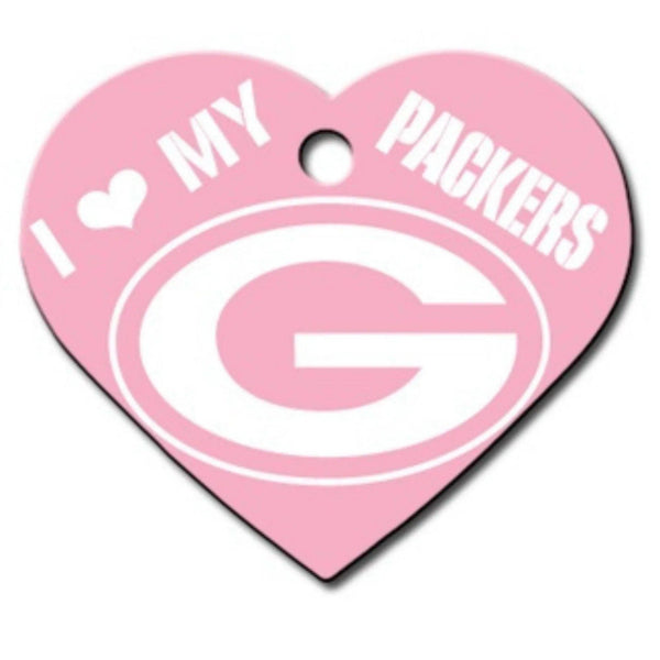Green Bay Packers NFL Pet ID Tag - Large Heart - Gifts for You 'n Me