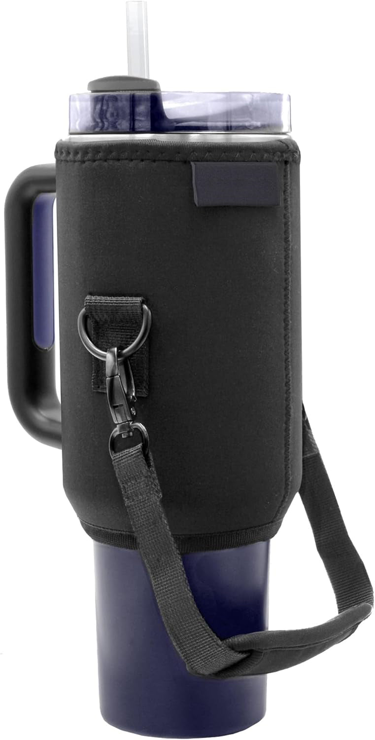 Protective Carrying Sleeve for Stanley 40 oz Tumbler with Handle - Fitted Neoprene Bottle Bag w/Padded Strap Handle for Adventure Quencher/Flowstate (Zipper-free Design)