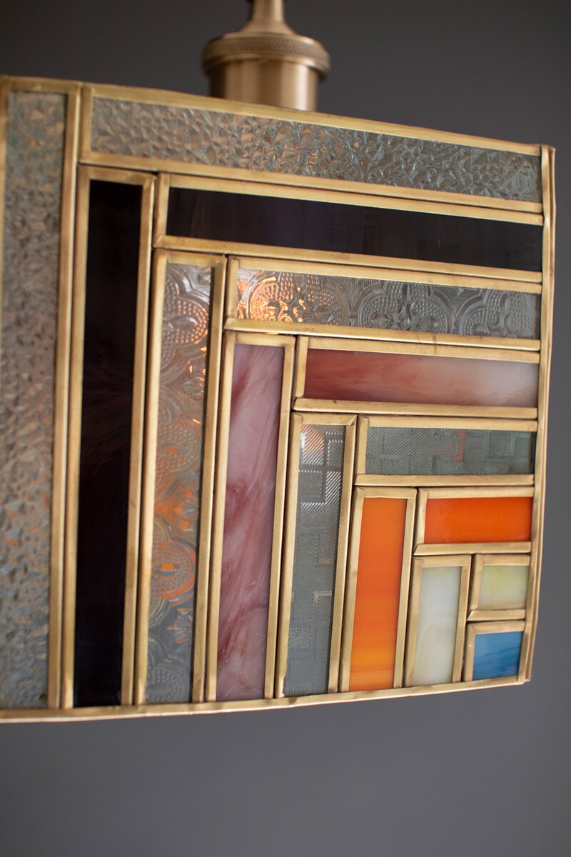 Square Stained Glass Pendant Lamp