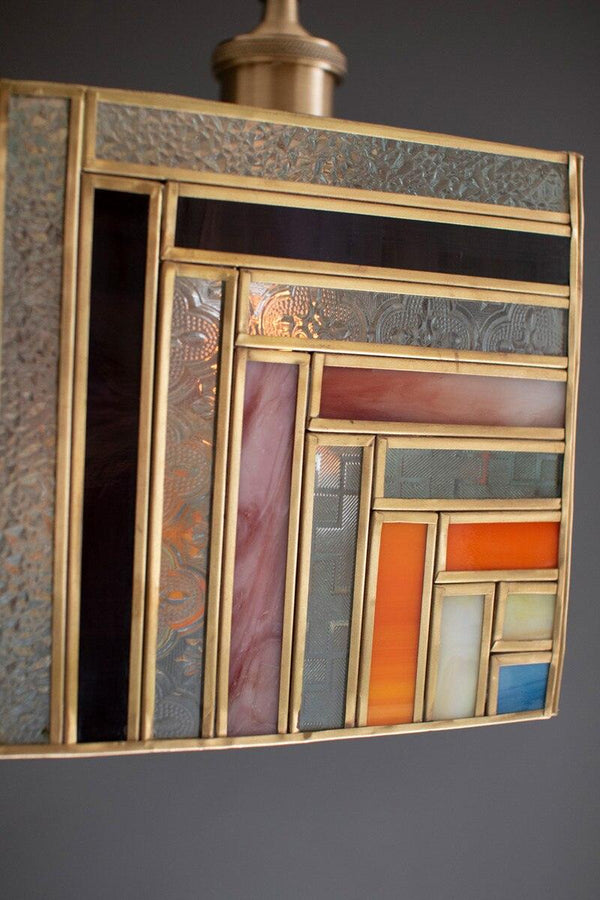 Square Stained Glass Pendant Lamp