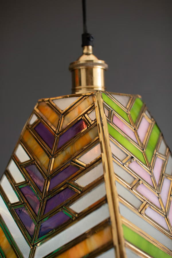 Pyramid Stained Glass Pendant Lamp