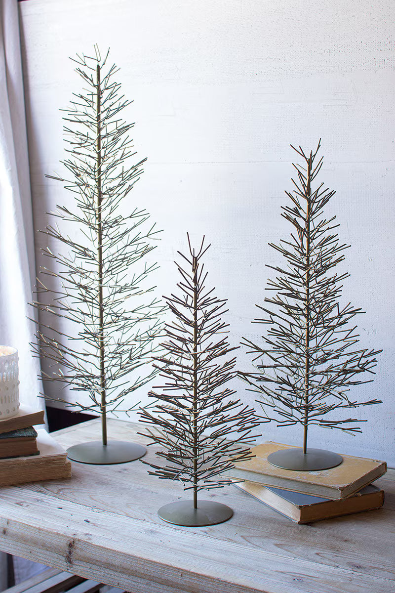 SET OF THREE ANTIQUE BRASS WIRE TREES