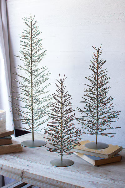 SET OF THREE ANTIQUE BRASS WIRE TREES