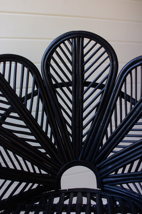 Black Flower Cane Chair