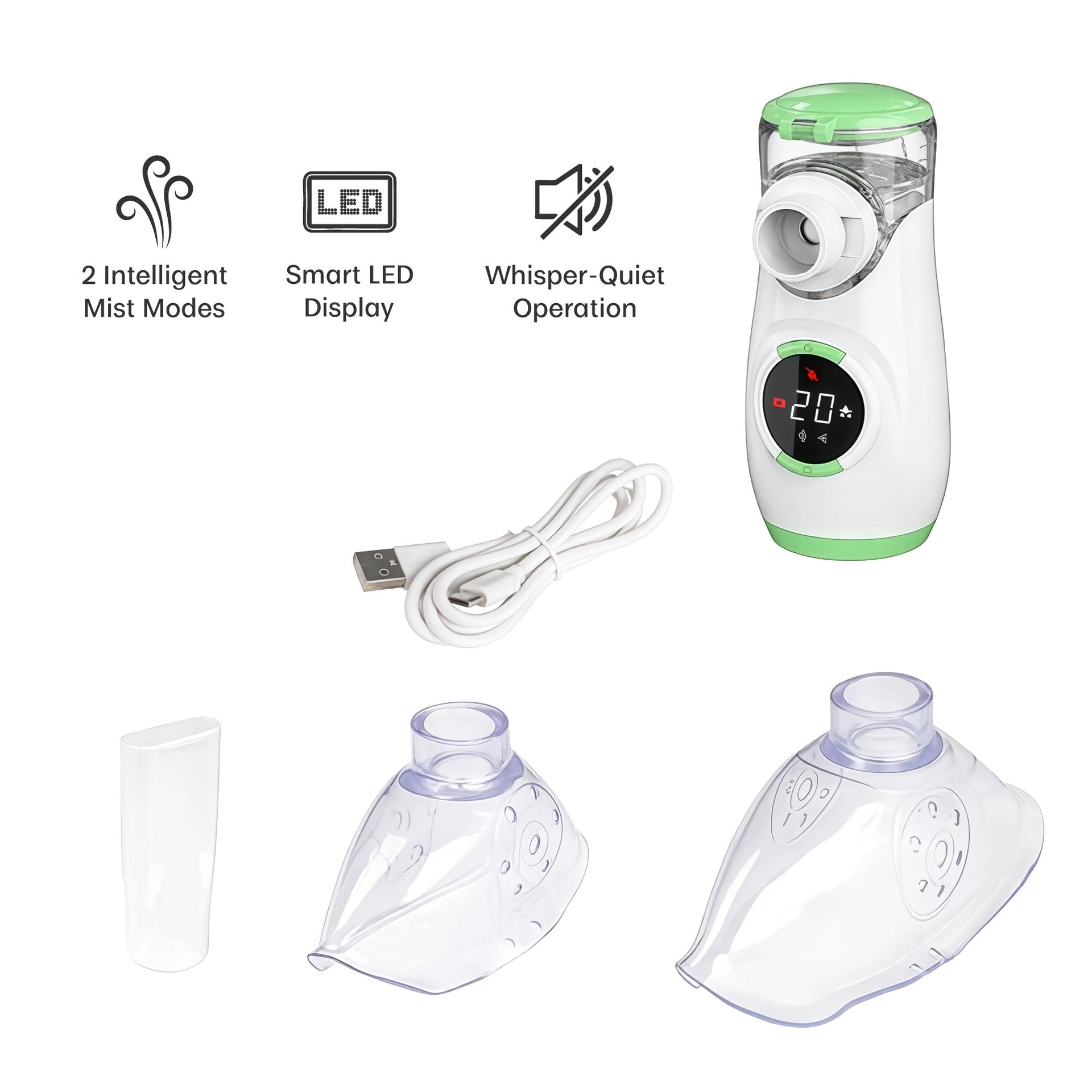Pursonic Portable Ultrafine Mesh Nebulizer | Battery-Powered, Quiet Operation, Self-Cleaning & Dual Mist Modes