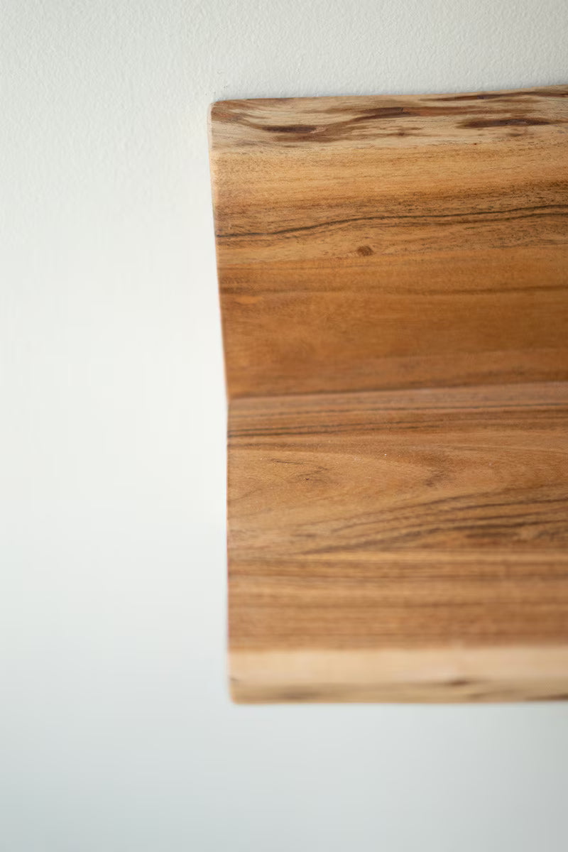 SET OF THREE LIVE-EDGE ACACIA WOOD FLOATING SHELVES