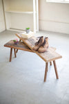 SET OF TWO RECYCLED WOOD ACCENT TABLES