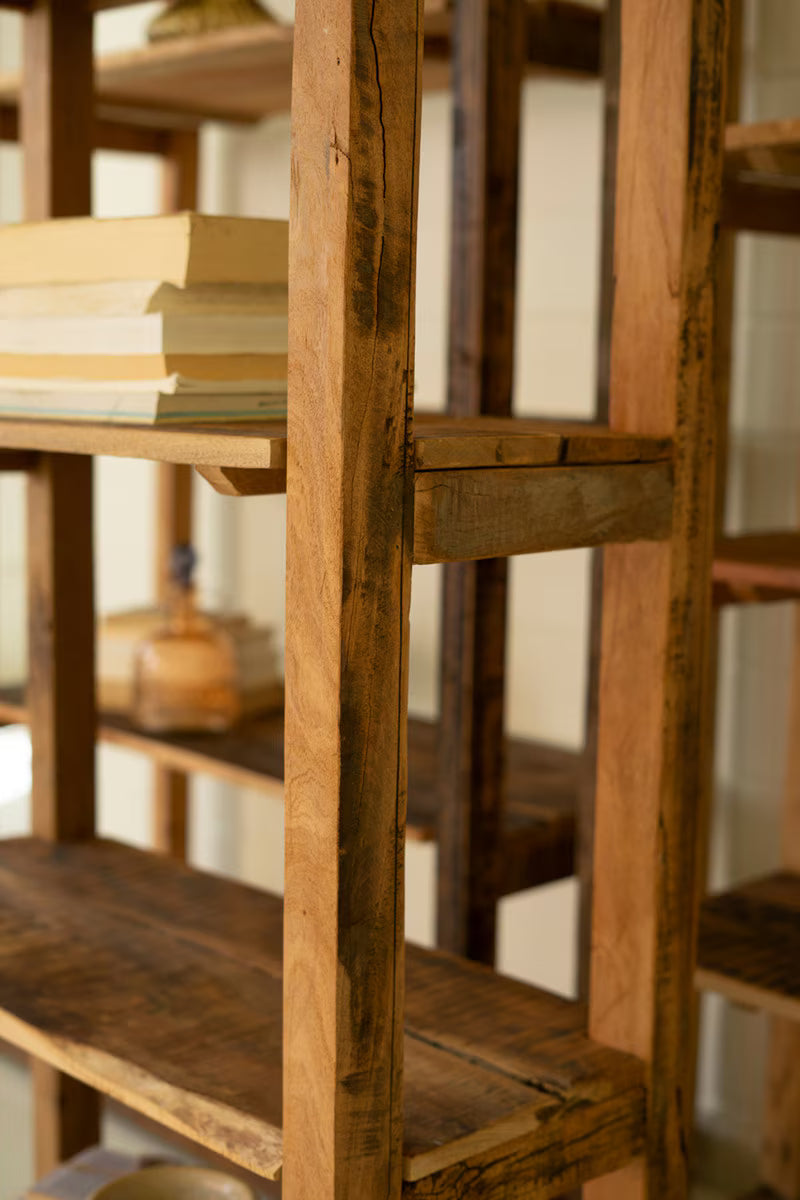 SET OF THREE RECYCLED WOOD SHELVING UNITS