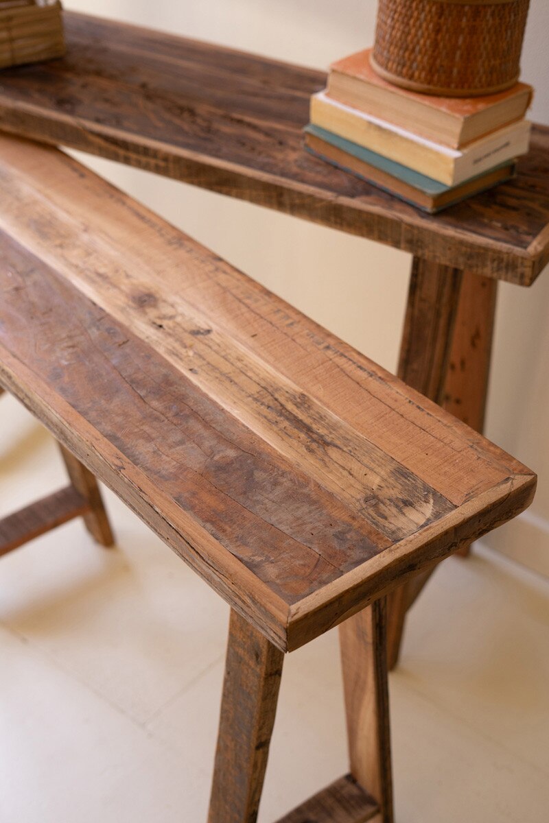 SET OF TWO RECYCLED WOODEN CONSOLES