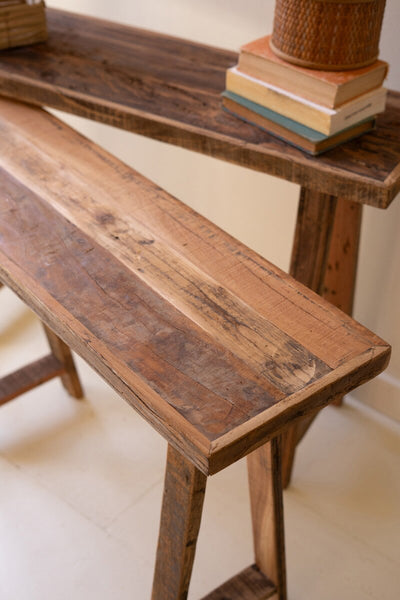SET OF TWO RECYCLED WOODEN CONSOLES
